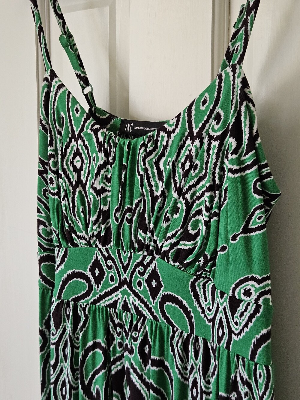 NWT Green Sundress Medium INC With Empire Waist And Adjustable Straps